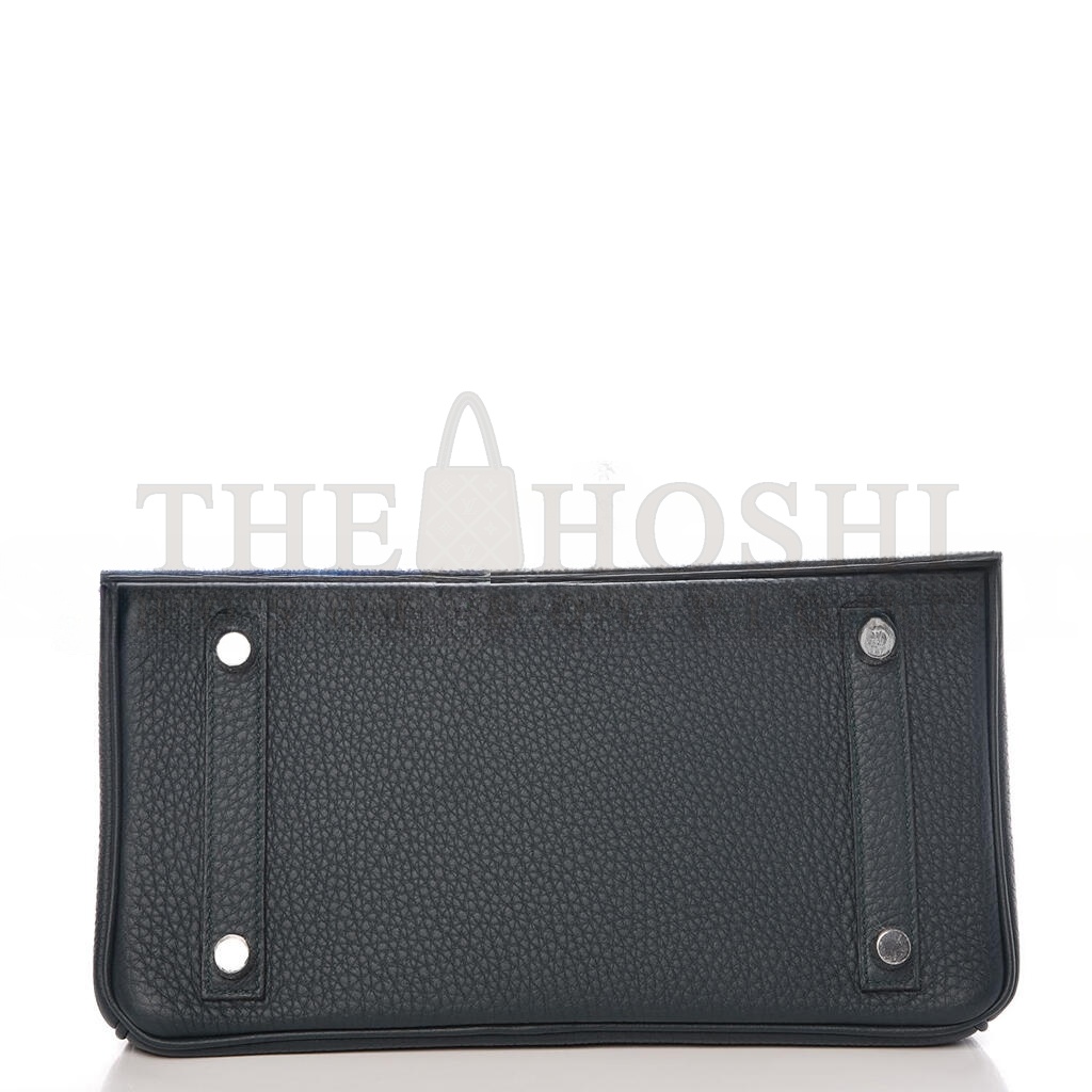 H**me5 BIRKIN 25 TOGO LEATHER GRAPHITE GREY TANZANIAN BLUE SILVER BUCKLE BAG 971796 (25*20*13cm) Master Quality